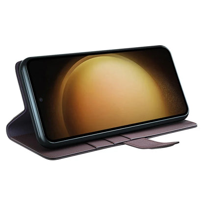 For Samsung Galaxy S24+ Case Genuine Split Leather Magnetic Closure Phone Cover