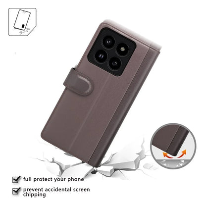 For Xiaomi 14 Pro Case Genuine Split Leather Stand Wallet Folio Cover