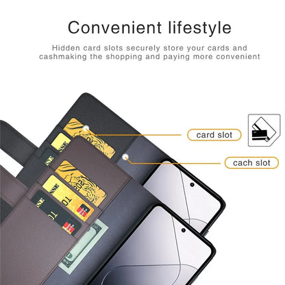 For Xiaomi 14 Pro Case Genuine Split Leather Stand Wallet Folio Cover
