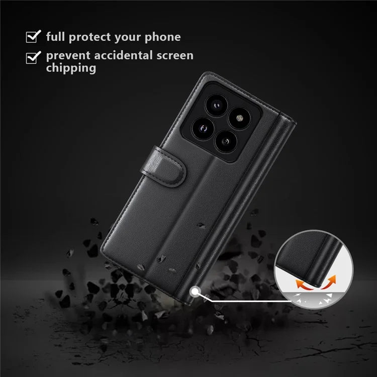 For Xiaomi 14 Pro Case Genuine Split Leather Stand Wallet Folio Cover