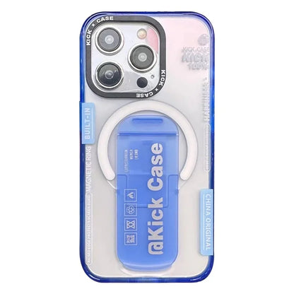 For iPhone 15 Pro Magnetic Phone Case PC+TPU Shock Absorption Kickstand Cover