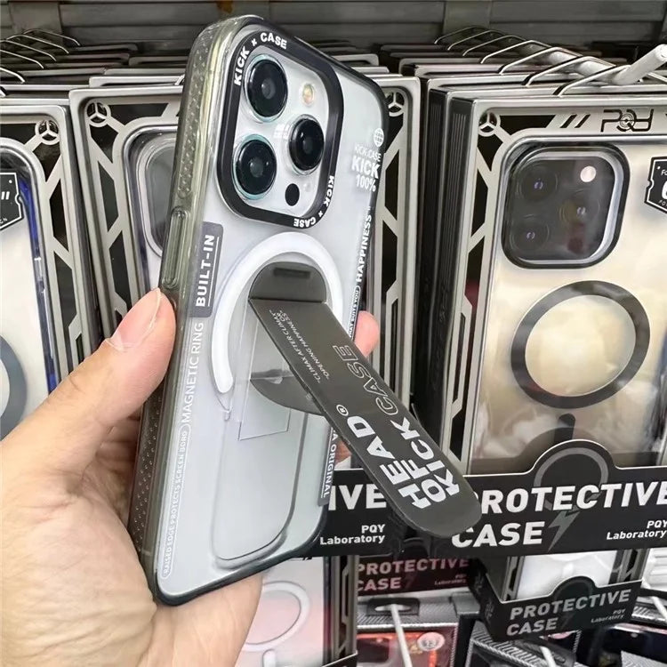 For iPhone 15 Pro Max Kickstand Cover Shockproof PC+TPU Magnetic Phone Case