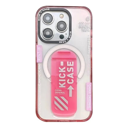 For iPhone 15 Pro Max Kickstand Cover Shockproof PC+TPU Magnetic Phone Case
