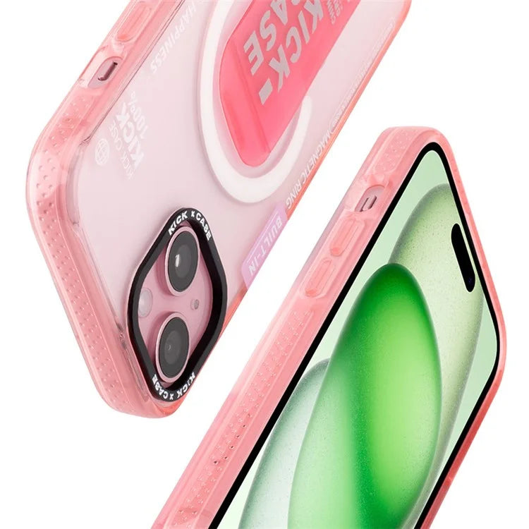 For iPhone 15 Kickstand Magnetic Case Dual Layer PC+TPU Protective Phone Cover