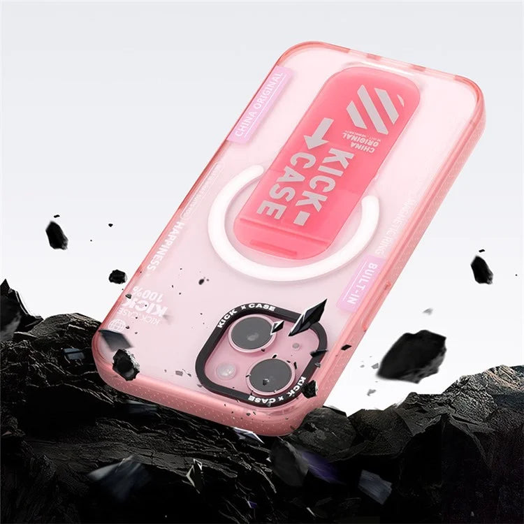 For iPhone 15 Kickstand Magnetic Case Dual Layer PC+TPU Protective Phone Cover