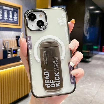 For iPhone 15 Kickstand Magnetic Case Dual Layer PC+TPU Protective Phone Cover