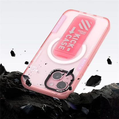 For iPhone 15 Kickstand Magnetic Case Dual Layer PC+TPU Protective Phone Cover