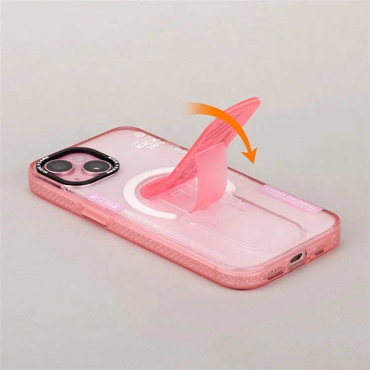 For iPhone 15 Kickstand Magnetic Case Dual Layer PC+TPU Protective Phone Cover