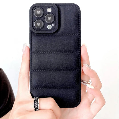 For iPhone 15 Pro Down Jacket Phone Case TPU Soft Touch Matte Cover
