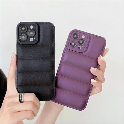 For iPhone 15 Pro Down Jacket Phone Case TPU Soft Touch Matte Cover