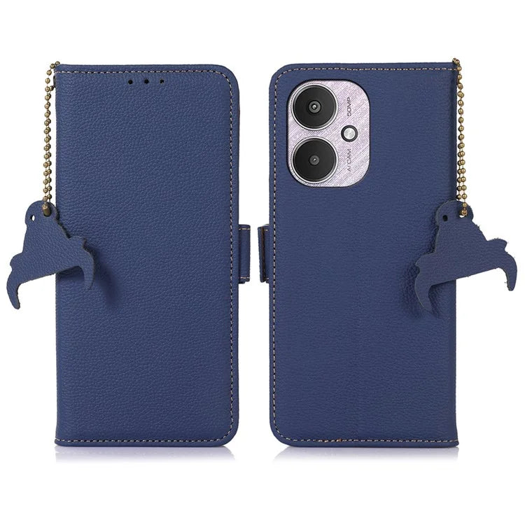 For Xiaomi Redmi 13C 4G / 5G / Poco C65 4G Case Genuine Cow Leather Cover with RFID Blocking Wallet