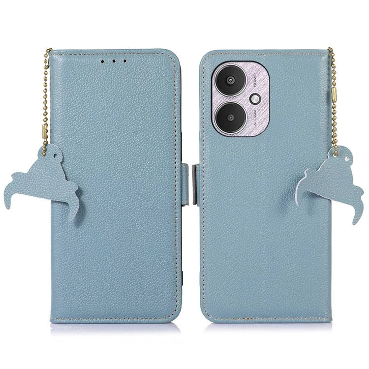 For Xiaomi Redmi 13C 4G / 5G / Poco C65 4G Case Genuine Cow Leather Cover with RFID Blocking Wallet
