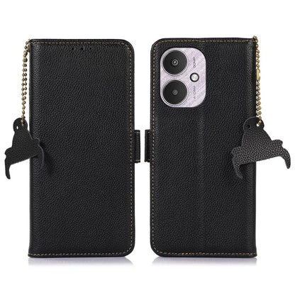 For Xiaomi Redmi 13C 4G / 5G / Poco C65 4G Case Genuine Cow Leather Cover with RFID Blocking Wallet