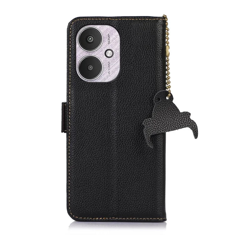 For Xiaomi Redmi 13C 4G / 5G / Poco C65 4G Case Genuine Cow Leather Cover with RFID Blocking Wallet
