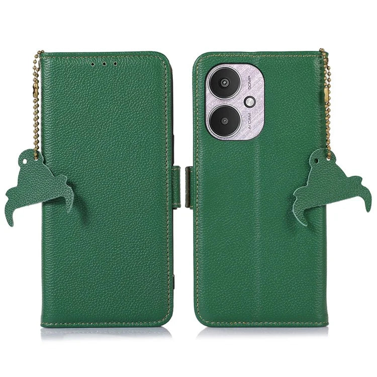 For Xiaomi Redmi 13C 4G / 5G / Poco C65 4G Case Genuine Cow Leather Cover with RFID Blocking Wallet