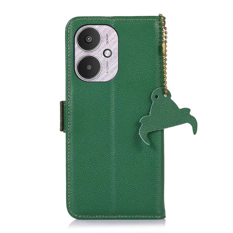For Xiaomi Redmi 13C 4G / 5G / Poco C65 4G Case Genuine Cow Leather Cover with RFID Blocking Wallet