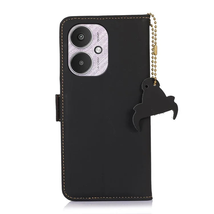 For Xiaomi Redmi 13C 4G / 5G / Poco C65 4G Case Genuine Cow Leather RFID Blocking Wallet Cover