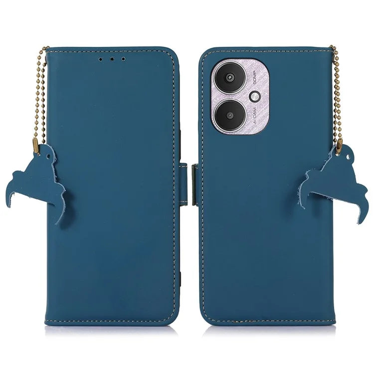 For Xiaomi Redmi 13C 4G / 5G / Poco C65 4G Case Genuine Cow Leather RFID Blocking Wallet Cover