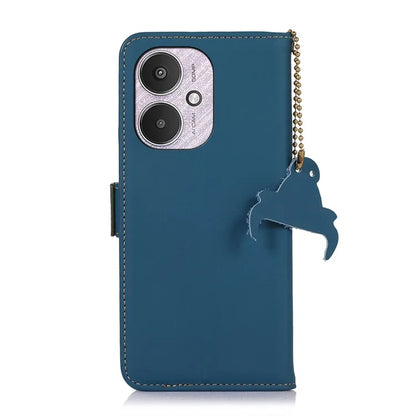 For Xiaomi Redmi 13C 4G / 5G / Poco C65 4G Case Genuine Cow Leather RFID Blocking Wallet Cover