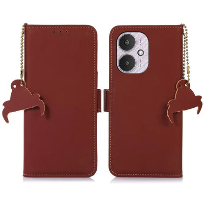For Xiaomi Redmi 13C 4G / 5G / Poco C65 4G Case Genuine Cow Leather RFID Blocking Wallet Cover