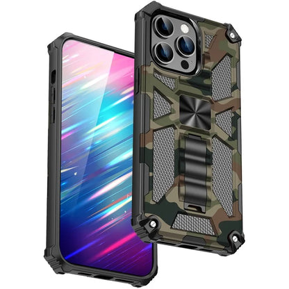 For iPhone 15 Pro Phone Case PC+TPU Kickstand Shockproof Back Cover