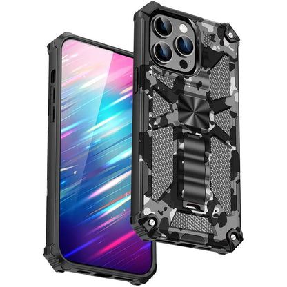For iPhone 15 Pro Phone Case PC+TPU Kickstand Shockproof Back Cover