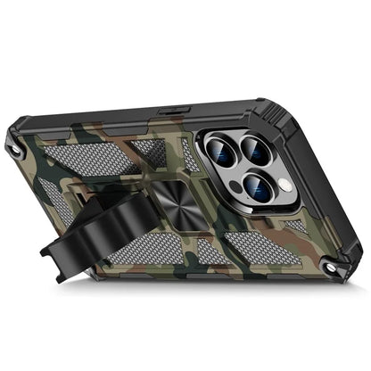 For iPhone 15 Pro Phone Case PC+TPU Kickstand Shockproof Back Cover