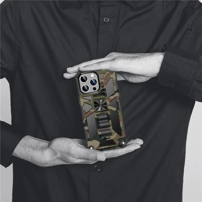 For iPhone 15 Pro Phone Case PC+TPU Kickstand Shockproof Back Cover