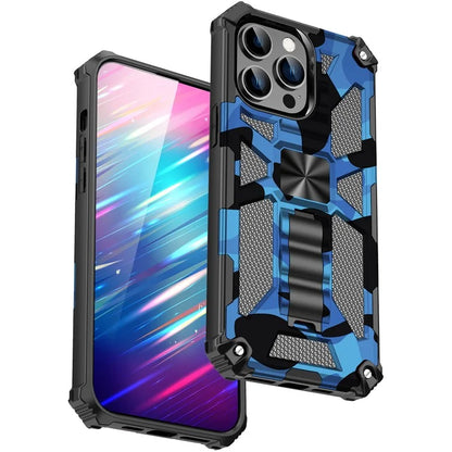 For iPhone 15 Pro Phone Case PC+TPU Kickstand Shockproof Back Cover