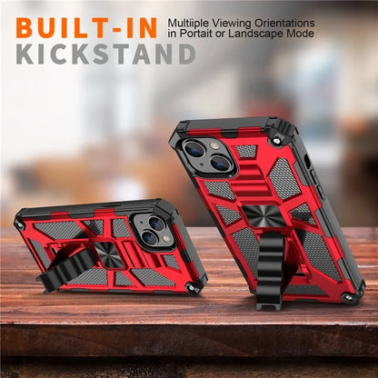 For iPhone 15 Plus Phone Case Anti-scratch Kickstand Hard PC Soft TPU Phone Shell
