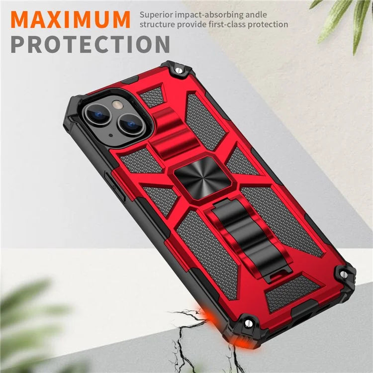 For iPhone 15 Plus Phone Case Anti-scratch Kickstand Hard PC Soft TPU Phone Shell