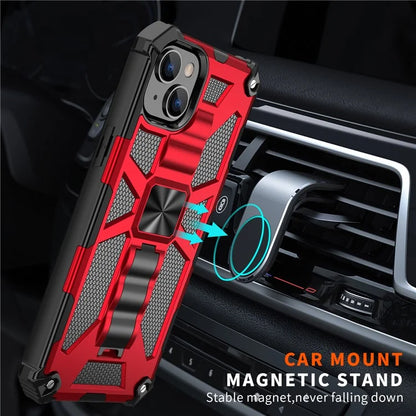 For iPhone 15 Plus Phone Case Anti-scratch Kickstand Hard PC Soft TPU Phone Shell