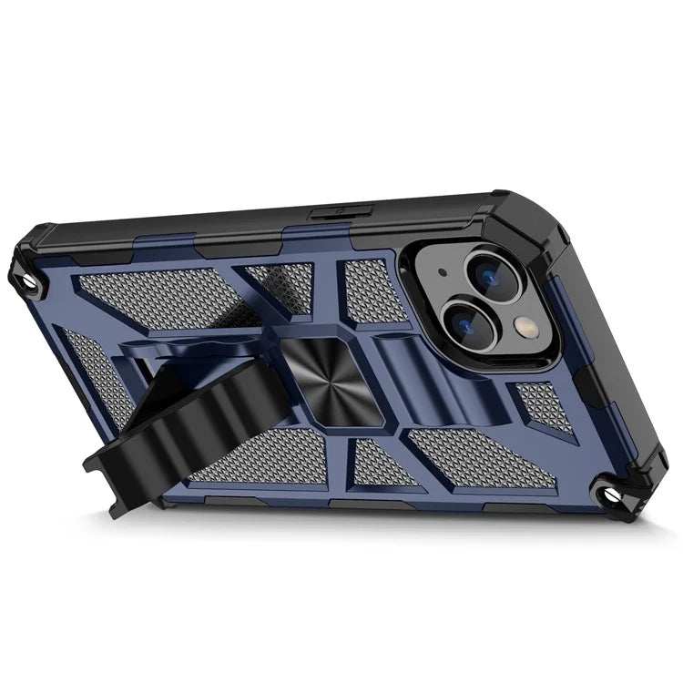 For iPhone 15 Plus Phone Case Anti-scratch Kickstand Hard PC Soft TPU Phone Shell
