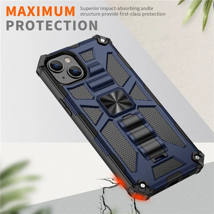 For iPhone 15 Plus Phone Case Anti-scratch Kickstand Hard PC Soft TPU Phone Shell