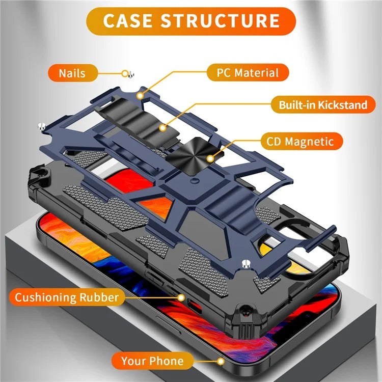 For iPhone 15 Plus Phone Case Anti-scratch Kickstand Hard PC Soft TPU Phone Shell