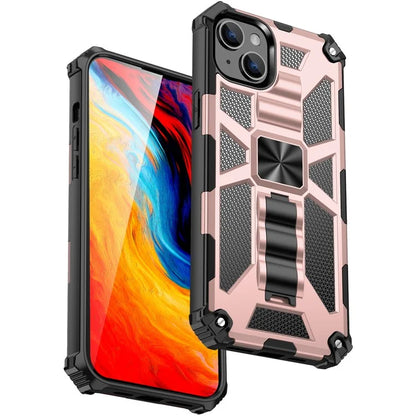 For iPhone 15 Plus Phone Case Anti-scratch Kickstand Hard PC Soft TPU Phone Shell
