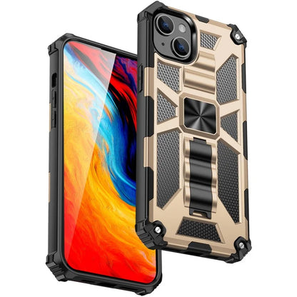 For iPhone 15 Plus Phone Case Anti-scratch Kickstand Hard PC Soft TPU Phone Shell