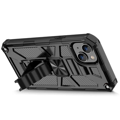 For iPhone 15 Plus Phone Case Anti-scratch Kickstand Hard PC Soft TPU Phone Shell