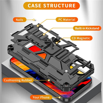 For iPhone 15 Plus Phone Case Anti-scratch Kickstand Hard PC Soft TPU Phone Shell