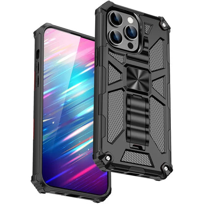 For iPhone 15 Pro Max Phone Cover Kickstand Soft TPU+Hard PC Back Case Built-in Metal Sheet