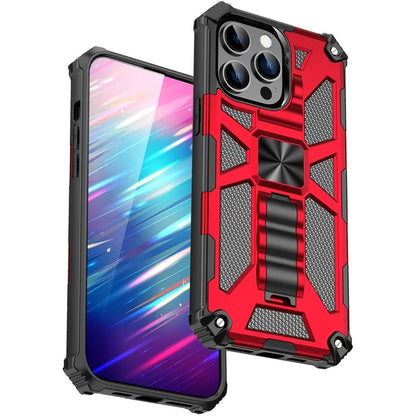 For iPhone 15 Pro Max Phone Cover Kickstand Soft TPU+Hard PC Back Case Built-in Metal Sheet