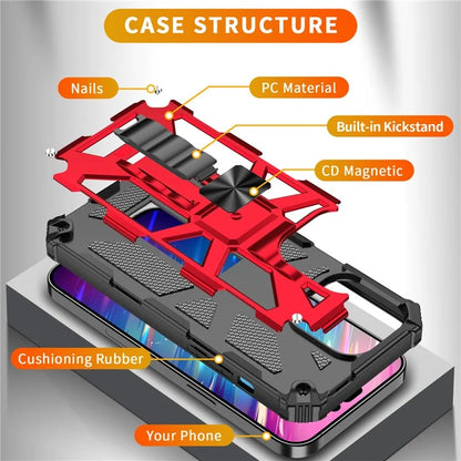 For iPhone 15 Pro Max Phone Cover Kickstand Soft TPU+Hard PC Back Case Built-in Metal Sheet