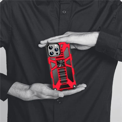 For iPhone 15 Pro Max Phone Cover Kickstand Soft TPU+Hard PC Back Case Built-in Metal Sheet