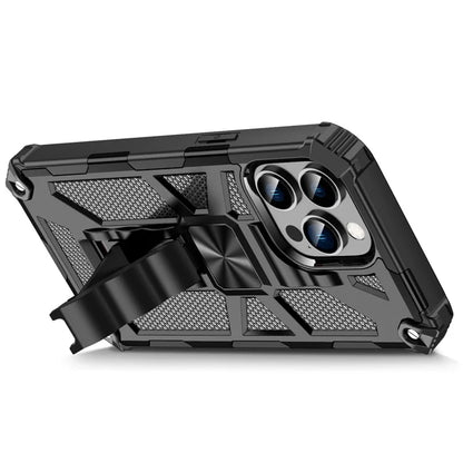 For iPhone 15 Pro Max Phone Cover Kickstand Soft TPU+Hard PC Back Case Built-in Metal Sheet