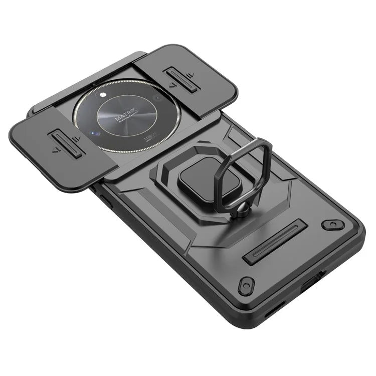 For Honor X50 Case Slide Lens Protection PC + TPU Kickstand Cover