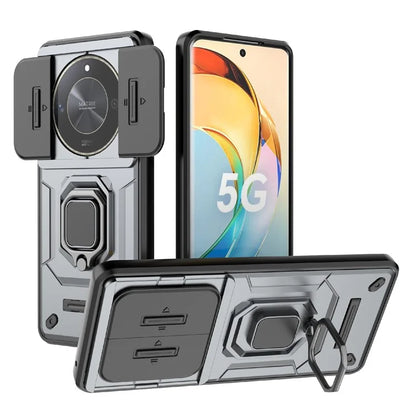 For Honor X50 Case Slide Lens Protection PC + TPU Kickstand Cover