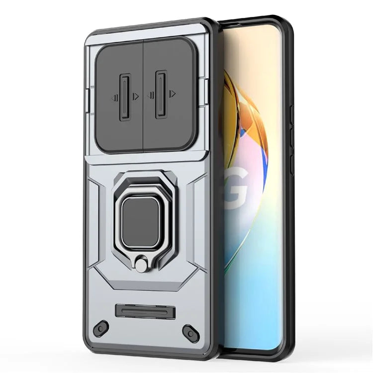 For Honor X50 Case Slide Lens Protection PC + TPU Kickstand Cover