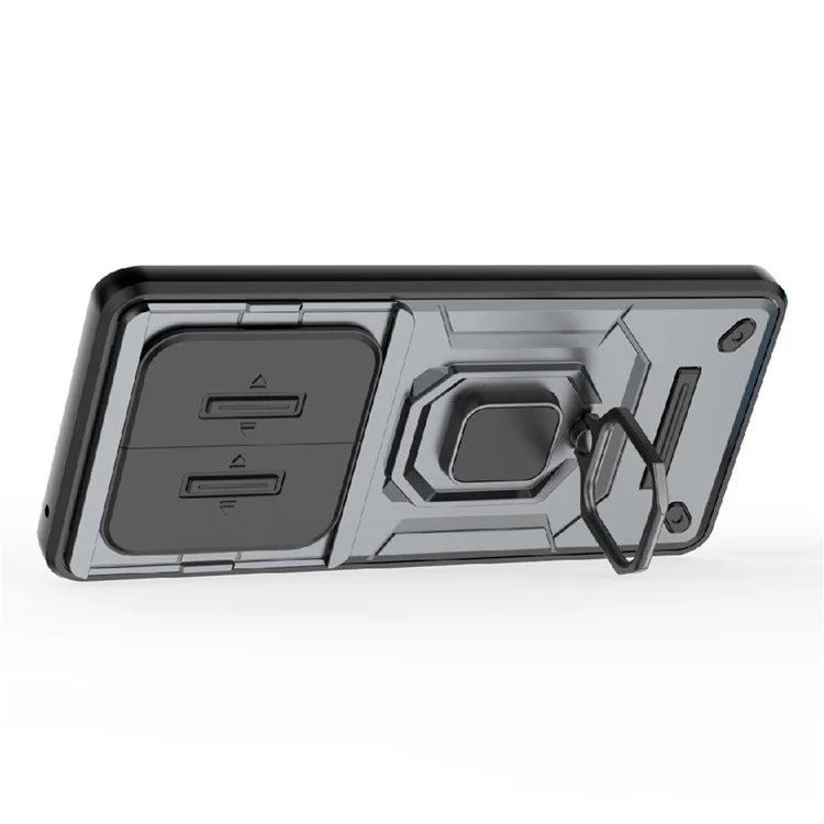 For Honor X50 Case Slide Lens Protection PC + TPU Kickstand Cover