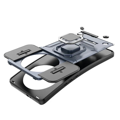 For Honor X50 Case Slide Lens Protection PC + TPU Kickstand Cover