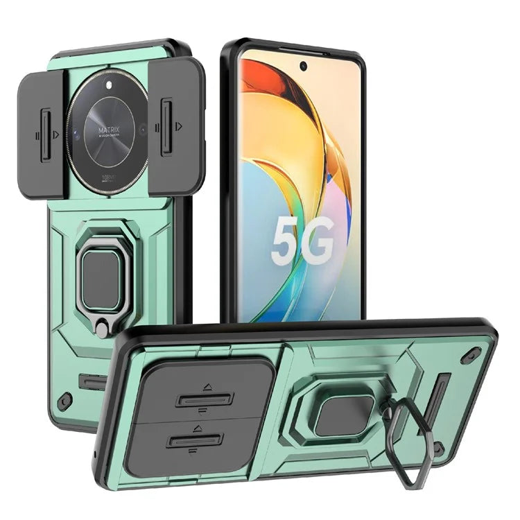 For Honor X50 Case Slide Lens Protection PC + TPU Kickstand Cover
